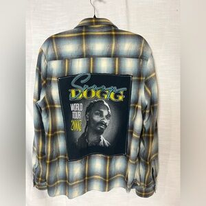 Vintage upcycled flannel with Snoop Dogg World Tour Shirt